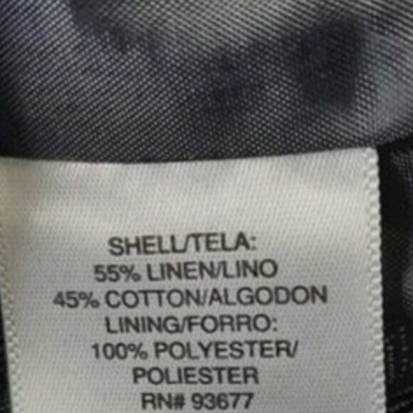 ALLEN B. / Linen & Cotton Blend Herringbone Pattern Dress Navy Blue Sz 10 - Picture 9 of 9